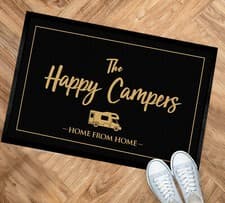 Image of The Happy Campers Gold MotorHome Campervan door mat 60 x 40 cm -van life