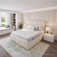Image of Luxury Velvet Ottoman Storage Bed Frame GasLift with Tall Headboard Modern UK
