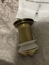 Image of Brushed Brass Gold Unslotted Basin Waste