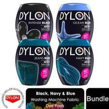 Image of Dylon Machine Fabric Dye Pod Multipack Black, Navy Blue, Jeans Blue & Ocean Blue