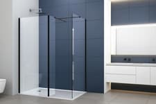 Image of 8mm Frameless Walk In Shower Screen Wet Room Panel Black Flipper or End Panel