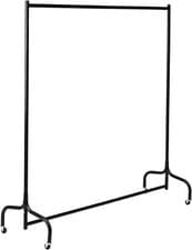 Image of 4/5/6ft Heavy Duty Metal Clothes Garment Single Hanging Rail with Wheels