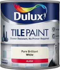 Image of Dulux Cupboard Paint SATIN Tile Paint GLOSS Pure Brilliant White 600ml