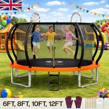 Image of OUTDOOR TRAMPOLINE PREMIUM 6FT, 8FT 10FT 12FT WITH SAFETY ENCLOSURE LADDER UK