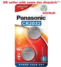 Image of 2 x Panasonic CR2032 3V Lithium Coin Cell Battery DL/BR 2032 Longest Expiry UK