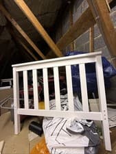 Image of White Wooden Single Bed Frame with Slats