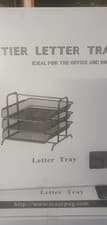 Image of 3 TIER OFFICE FILING TRAY DOCUMENT PAPER HOLDER A4 WIRE MESH STORAGE RACK SILVER