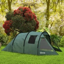 Image of Camping Tent with 2 Rooms for 3-4 Persons, Portable Tunnel Tent W/ Window