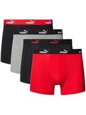 Image of Puma 4-Pack No.1 Logo Boxer Briefs, Red/Grey/Black
