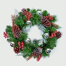 Image of Artificial Christmas Wreath Silver Dressed Premier Door Decoration Baubles 40cm