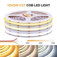Image of 12V 24V COB CCT Led Strip Light Dimmable 608Leds/M Flexible LED Tape Warm Natura