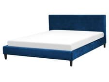 Image of Velvet EU King Size Bed Navy Blue FITOU