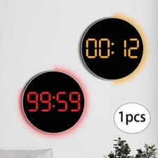 Image of Digital Wall Clock with Remote Control Calendar RGB Colors Dst Month Date Week