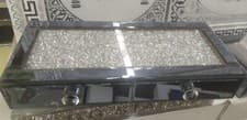 Image of Crushed Diamond 2 Drawer Crystal Black Mirrored Jewellery Box Organiser 40x20cm