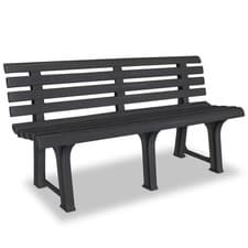 Image of WALPLUS Garden Bench Anthracite Plastic Outdoor Seating 145.5 cm Large
