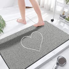 Image of Loofah Shower Mat for Inside Shower Non-Slip Heart Embossed Pattern 60cm x 40cm