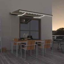 Image of Manual Retractable Awning with LED 350x250 cm Yellow and White vidaXL