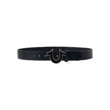 Image of True Religion Men's Size 34 Sage II Horseshoe Black/Gold Trim Buckle