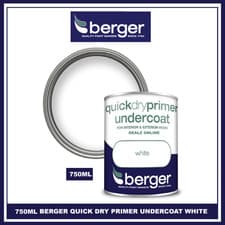 Image of Berger Quick Dry Primer Undercoat 750ml White For Exterior Interior Timber Metal