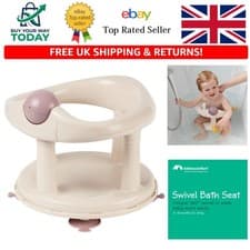 Image of Ergonomic 360° Swivel Bath Seat for Babies 6-12 – Non-Slip Beige Design