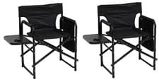 Image of Folding Camping Garden Chair Aluminium Fishing Directors Chair w/ Side Table x 2