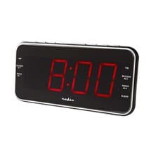 Image of Nedis AM/FM Digital LED Radio Alarm Clock with USB-A Port and Time Projection