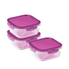 Image of LocknLock Ovenglass Square Containers Set of 3 Leakproof Storage Dishes - 750ml