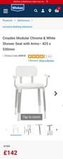 Image of Croydex Modular Chrome & White Shower Seat with Arms– 425 x 530mm