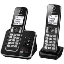 Image of Panasonic Cordless Phone Twin Answering Machine KX-TGD622EB Black Silver
