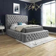 Image of AMBASSADOR BED FRAME UPHOLSTERED VELVET GAS LIFT STORAGE ALL SIZES WITH MATTRESS