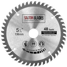Image of Saxton TCT Circular Wood Saw Blade 136mm x 20mm (16mm Ring) x 48T fits Bosch etc