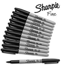 Image of GENUINE Original Sharpie Black Marker Pens Fine Bullet Tip Permanent Markers