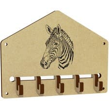 Image of 'Zebra Portrait' Wall Mounted Key Hooks / Holder (WH00094525)