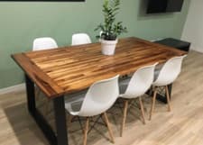 Image of Industrial Dining Table Large Kitchen Furniture Rustic Solid Wooden Metal Room