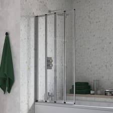 Image of Signature Framed Four Panel Folding Square Bath Screen 1400mm High x 800mm 4mm