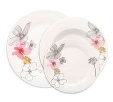 Image of 12-pc Dinner Set Four Servings Plates Classic Round Square Tableware Gift Idea