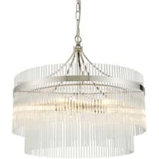 Image of Multi Arm Hanging Ceiling Pendant Light Bright Nickel & Clear Glass 5x 7W E14