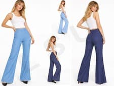 Image of Women’s Flared Denim Trousers Bootcut Stretchy Soft Fit Jeans Pants 8-16 Sizes