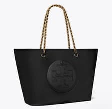 Image of TORY BURCH ELLA CHAIN TOTE BAG LARGE BLACK NEW 100% Genuine