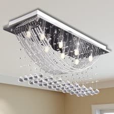 Image of Clear Ceiling Lamp Crystal Light Flush Fitting Chandelier Droplet Pendant Spiral