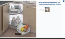 Image of Wickes Nuvola Unhanded Kitchen Twin Tray Corner Pull Out Shelving - 1000mm