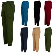 Image of Ladies Womens Combat Trousers Stretch Cargo Elasticated Joggers Leggings NEW