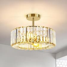 Image of FRIDEKO HOME 4-Light Crystal Ceiling Light Round Gold Modern Chandelier