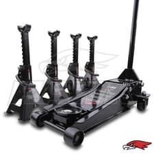 Image of 2.5 TONNE DUAL PISTON HYDRAULIC CAR TROLLEY JACK & 4 AXLE STANDS 2.0 TON JACK