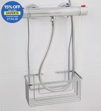 Image of Croydex Rust Free Shower Mixer Basket Caddy Hook Over Bathroom Chrome Plated