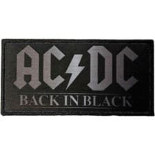 Image of AC/DC Standard Patch: BACK IN BLACK: acdc Official Licenced Merchandise fan gift