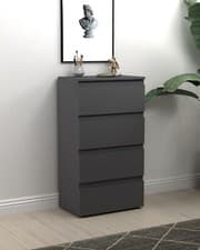 Image of 4 Chest of Drawer Bedside Cabinet Storage Unit Bedroom Furniture Nightstand Grey