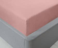 Image of Extra Deep 25cm Fitted Sheet Easy Care Non-Iron Double Mattress Sheet Blush Pink