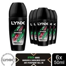 Image of Lynx Africa Anti Perspirant Roll On 48 Hours Anti Sweat Protection 50ml, 6 Pack