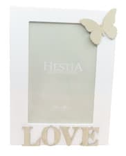 Image of Hestia Love Photo Frame with Butterfly Detail Wooden 23.5 CM Gift Home Decor